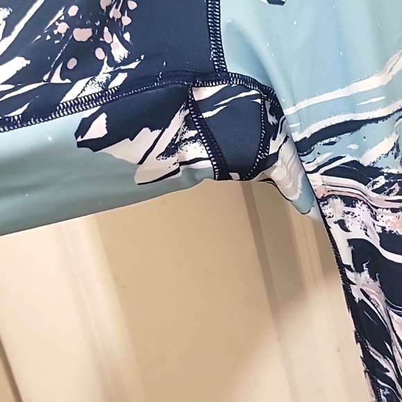 APANA WOMEN'S ATHLETIC PASTEL FLORAL SOFT HIGH RISE LEGGINGS BLUE SIZE M - Picture 5 of 7